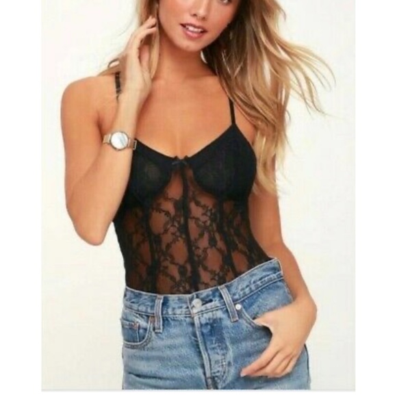 Free People Other - ‼️SOLD‼️Free People Runaway Black Lace Bodysuit